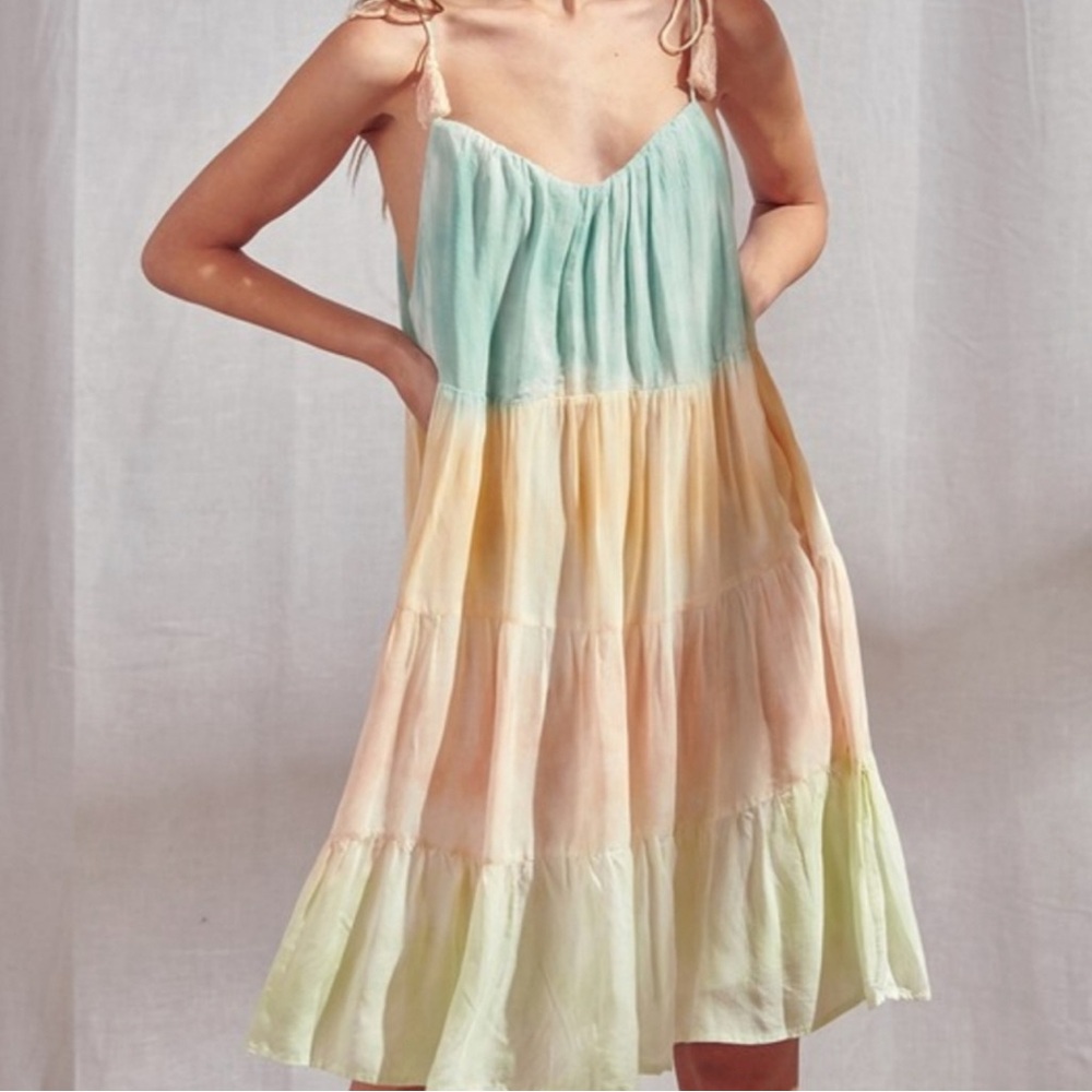 Boutique | Pastel Ombré Midi Dress | Tie Straps